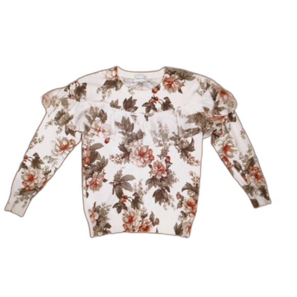 Anthropologie Harlyn floral ruffle pullover sweater S - Picture 2 of 7
